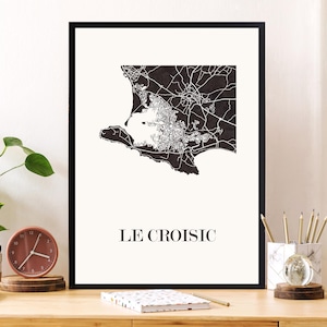 CARTE Design du CROISIC pour décoration, carte de Loire Atlantique, cadeau personnalisé, cadeau anniversaire,