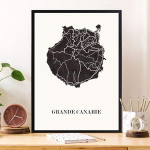 CARTE Design de Grande CANARIES pour décoration, Carte des îles Canaries,