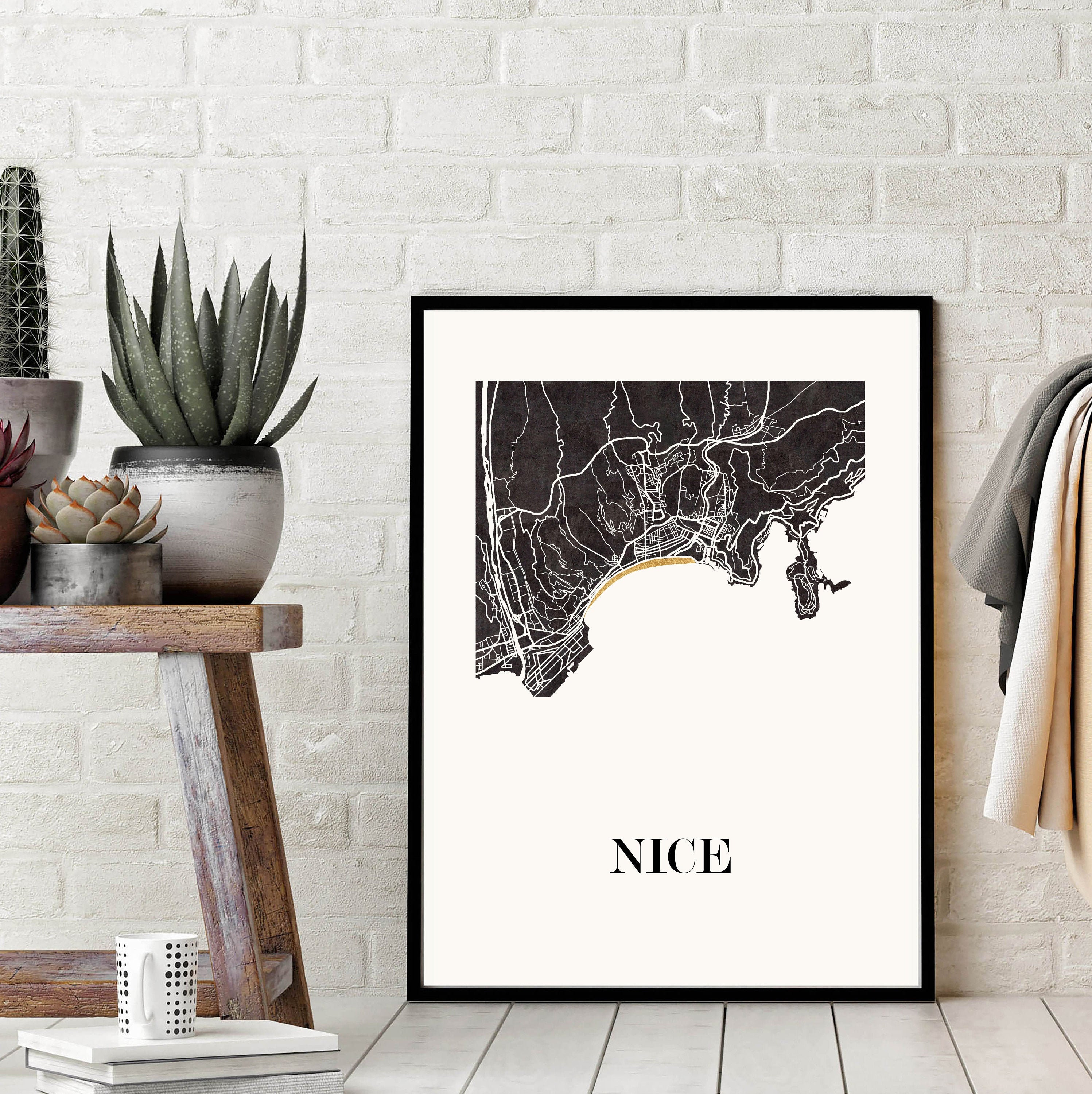 Carte Design de Nice Pour Décoration, Carte La Promenade Des Anglais, Cadeau Personnalisé, Fête Mère