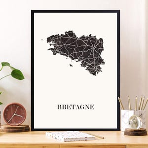 BRETAGNE, ORIGINAL Map, Unique GRAPHICS, High quality design, décoration bretagne, bretagne map, bretagne holydays