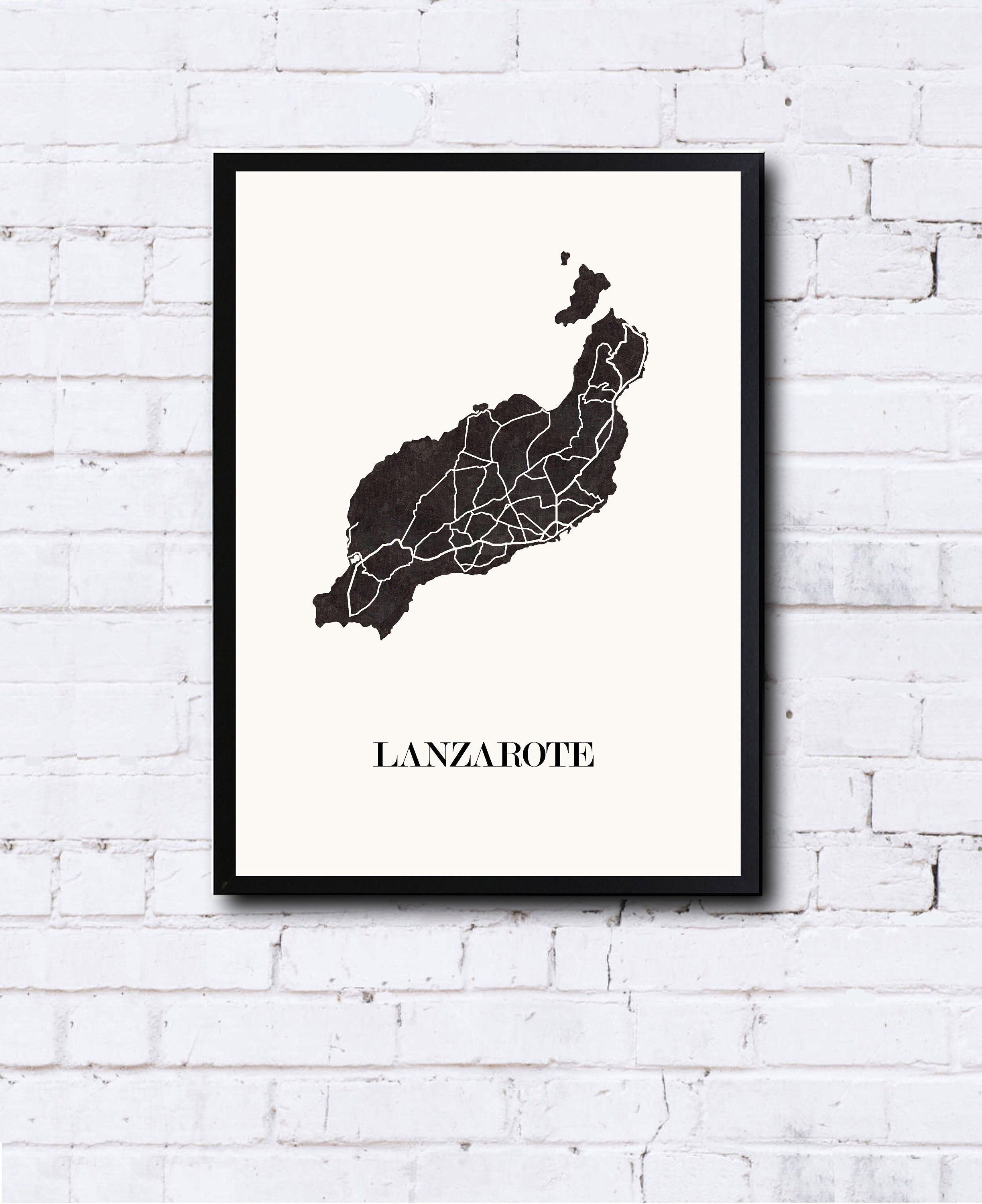 Carte Design de Lanzarote Pour Décoration, Carte Des Îles Canaries, Cadeau Fête Mères