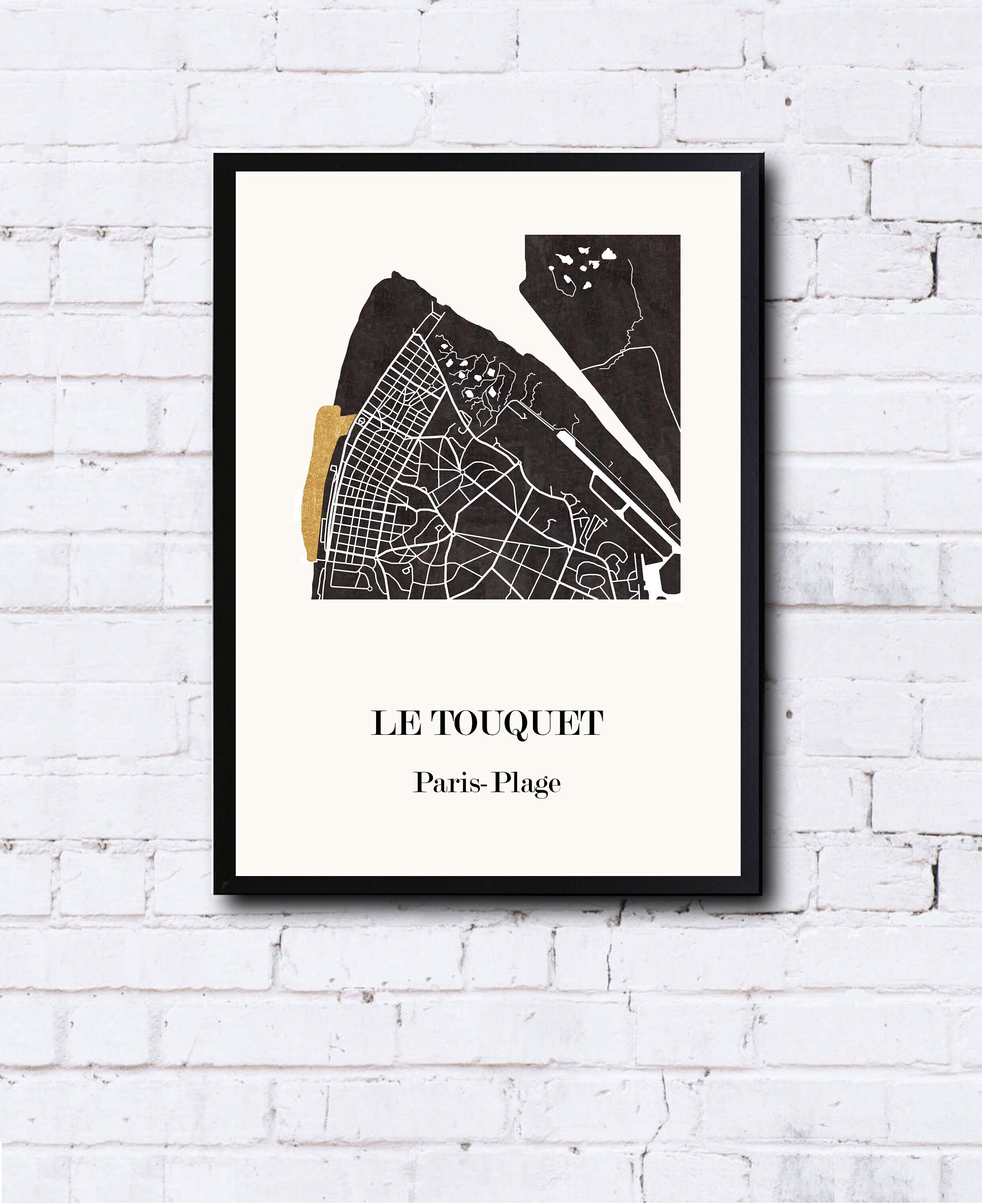 Carte Design Du Touquet, Carte de Paris-Plage Pour Décoration, Cadeau Personnalisé, Fête Des Mères