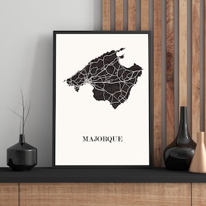CARTE DESIGN de MAJORQUE pour décoration, cadeau personnalisé, cadeau anniversaire,
