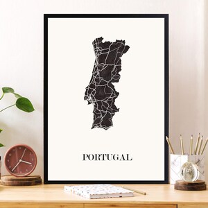 CARTE DESIGN du PORTUGAL pour décoration, cadeau personnalisé, cadeau anniversaire,