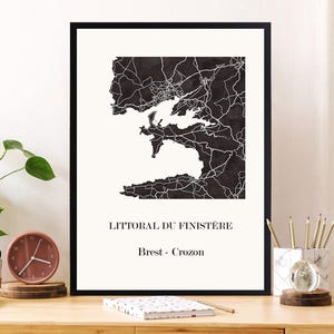 CARTE Design du FINISTERE Crozon et Brest pour décoration, cadeau personnalisé, cadeau anniversaire,