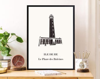 CARTE Design du Phare des Baleines, carte de l'ile de ré,cadeau saint valentin