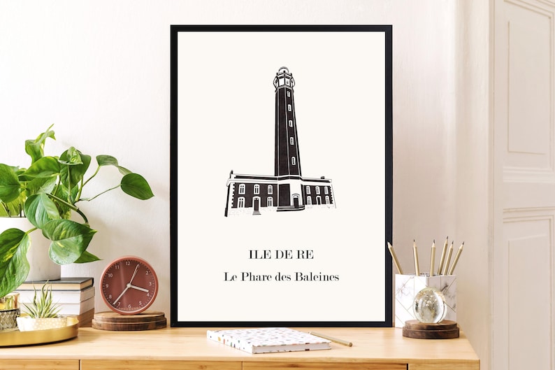 Affiche Phare des baleines graphisme épuré, Décoration bord de mer, Cadeau souvenir ile de ré, Affiche amoureux phare des baleines, Affiche ile de ré, Décoration minimaliste, Poster couleur ardoise à accrocher, Décoration murale tendance, Décoration réalisée par un créateur, Cadeau homme, Cadeau papa, Cadeau maman, Cadeau de noel, Décoration noir et blanc, Cadeau idéal homme, Cadeau idéal femme, Cadeau unique, Cadeau personnalisé, Cadeau anniversaire, poster décoration maison bord de mer