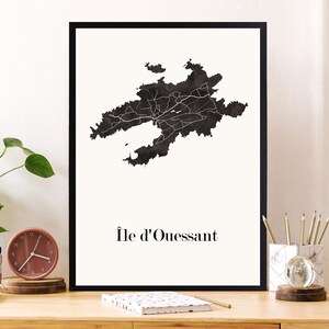 CARTE Design de l'ILE de OUESSANT pour décoration, cadeau personnalisé, cadeau anniversaire,