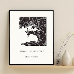 CARTE Design du FINISTERE Crozon et Brest pour décoration, cadeau personnalisé, cadeau anniversaire,