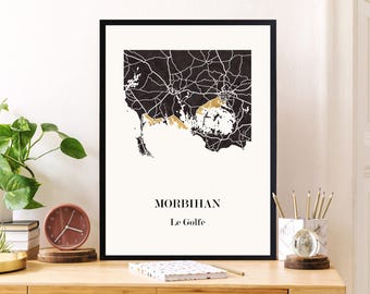 CARTE Design du MORBIHAN  pour décoration, cadeau personnalisé, cadeau anniversaire,