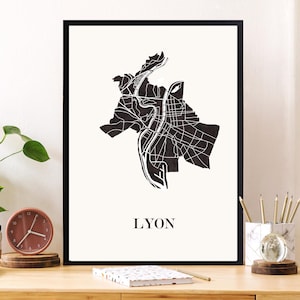 CARTE Design de LYON pour décoration, cadeau personnalisé, cadeau anniversaire,