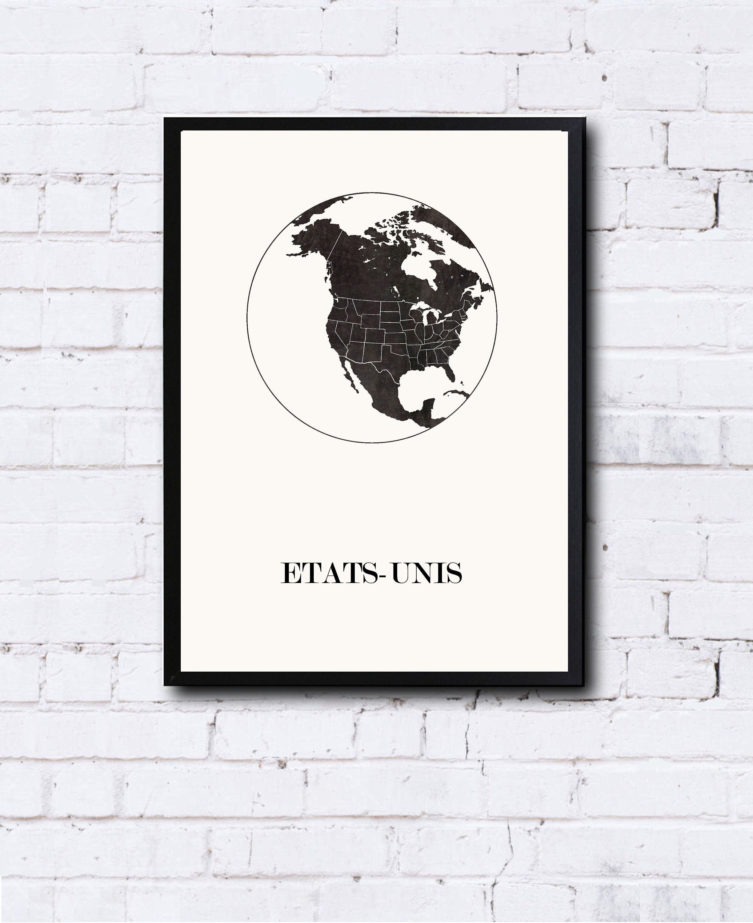 Carte Design Des Etats Unis Pour Décoration, Cadeau Personnalisé, Fête Mères