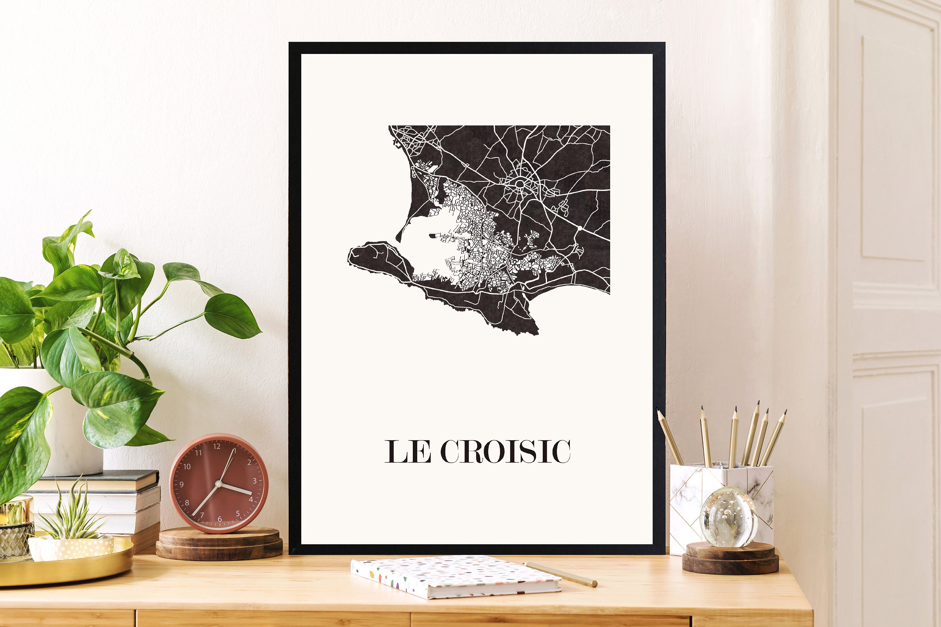 Carte Design Du Croisic Pour Décoration, Carte de Loire Atlantique, Cadeau Personnalisé, Fête Des Mè