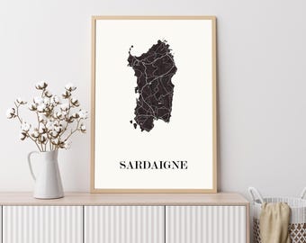 CARTE Design de SARDAIGNE pour décoration, cadeau personnalisé, cadeau anniversaire,