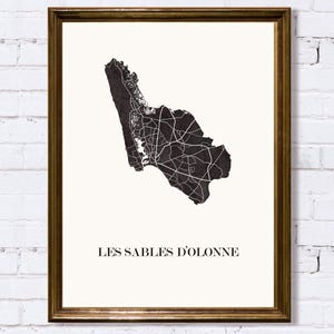 CARTE Design des SABLES D'OLONNE pour décoration, carte de Vendée, cadeau personnalisé, cadeau anniversaire,