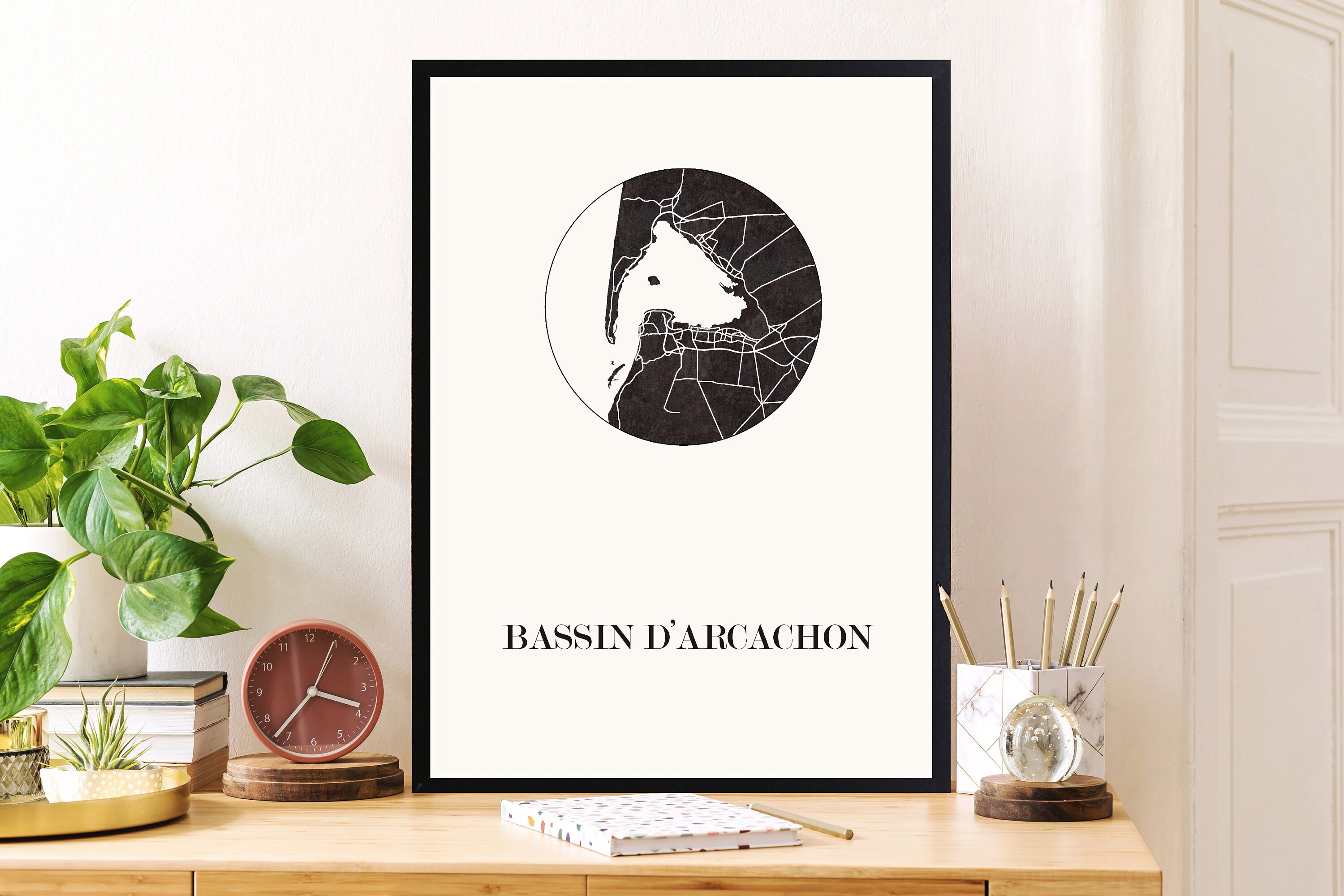 Carte Design Du Bassin Arcachon Pour Décoration, Cadeau Personnalisé, Fête Des Mères