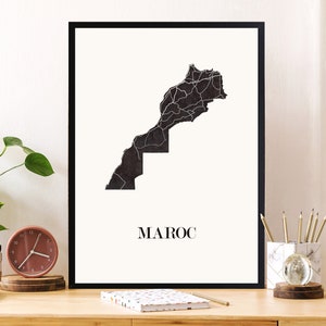 CARTE Design du MAROC pour décoration,, cadeau personnalisé, cadeau anniversaire,