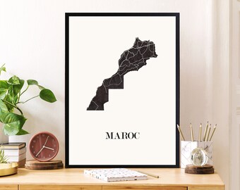 CARTE Design du MAROC pour décoration,, cadeau personnalisé, cadeau anniversaire,