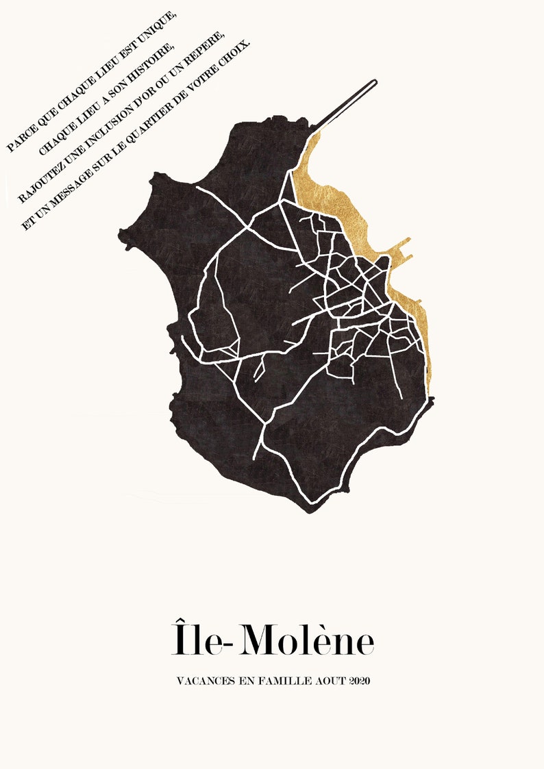 CARTE Design de l'Ile de MOLENE dans le Finistère pour décoration, cadeau personnalisé, image 8