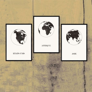 CARTE Design DU MONDE triptyque pour décoration, cadeau personnalisé, cadeau anniversaire,