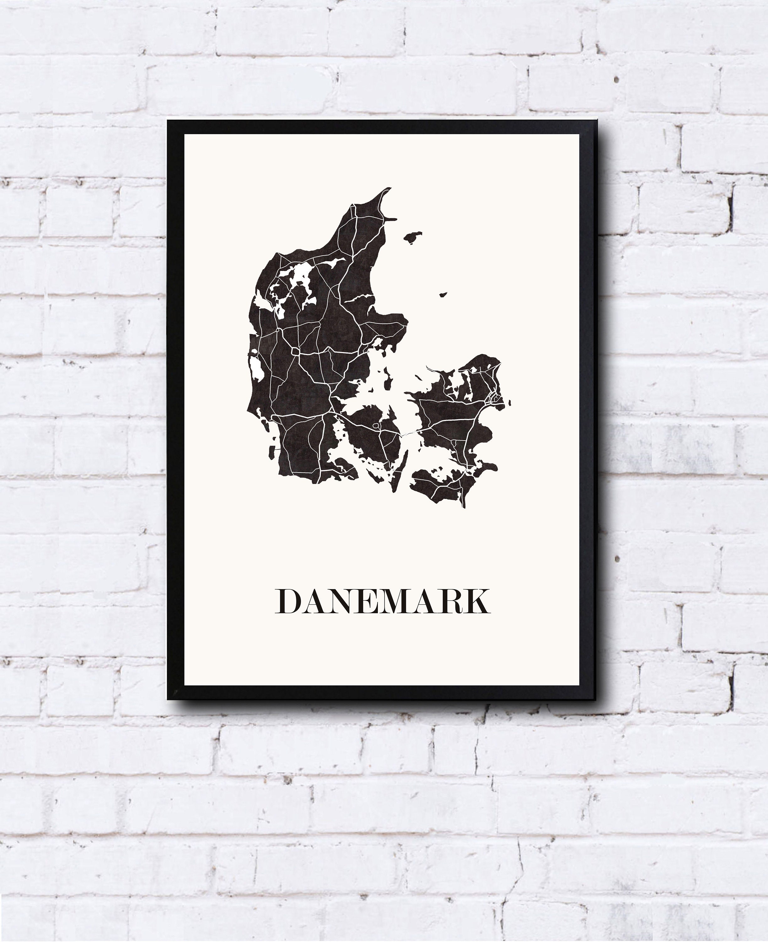 Carte Design Du Danemark Pour Décoration Scandinave, Cadeau Personnalisé, Fête Des Mères