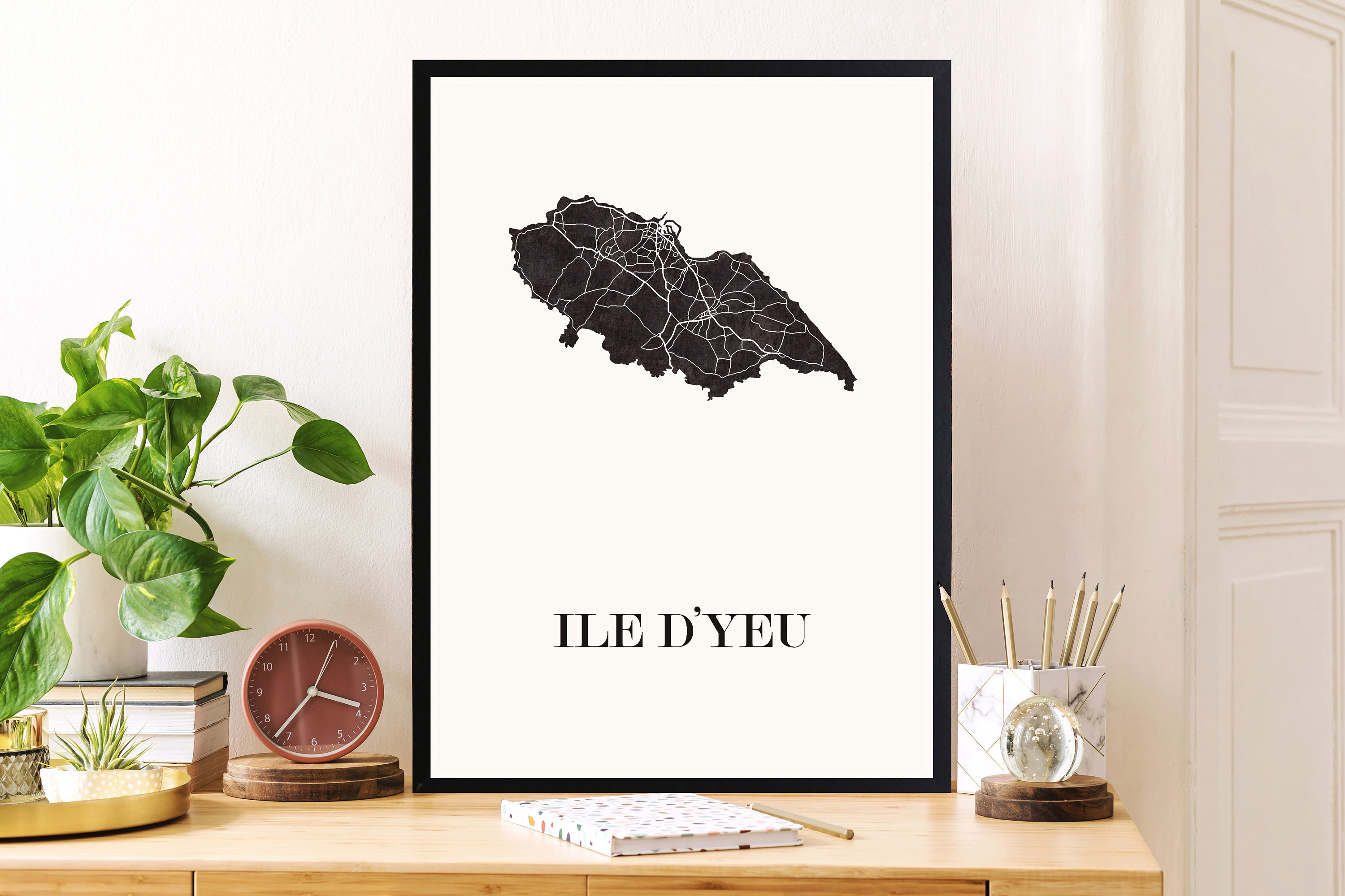 Carte Design de L'ile d'yeu Pour Décoration, Carte Vendée, Cadeau Personnalisé, Fête Des Mères