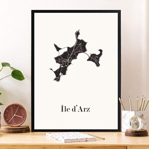 Design KARTE der Insel ARZ, Morbihan-Karte zur Dekoration, personalisiertes Geschenk, Geburtstagsgeschenk,