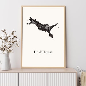 BRETAGNE Ile d&#39;HOUAT, original Map, Unique GRAPHICS, High quality design, décoration bretagne, bretagne map, bretagne holydays