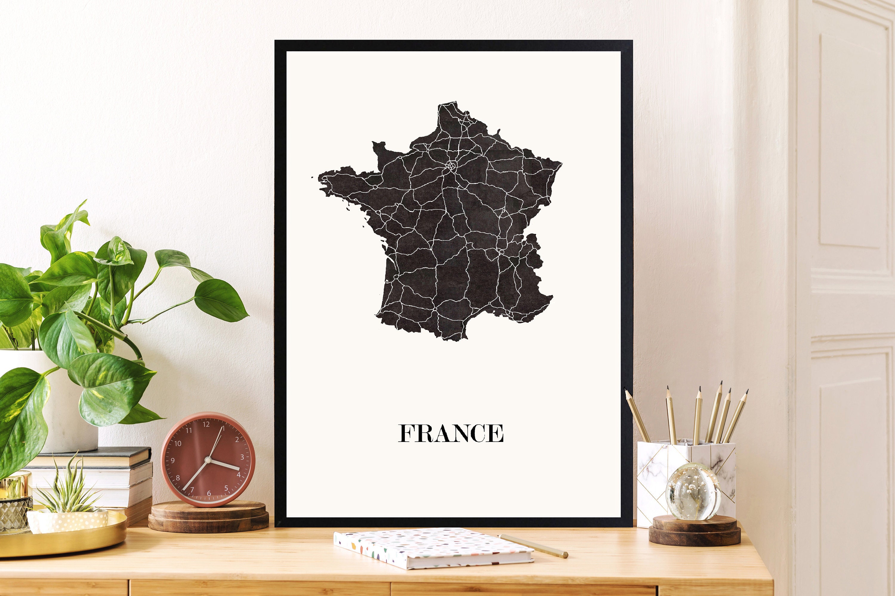 Carte Design de France Pour Décoration, Cadeau Personnalisé, Fête Des Mères