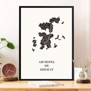 CARTE Design de l'Archipel de BREHAT pour décoration, cadeau personnalisé, cadeau anniversaire,