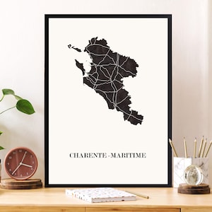 CARTE DESIGN de Charente-Maritime pour décoration, cadeau personnalisé, cadeau anniversaire,
