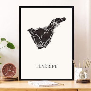 TENERIFFA Design KARTE zur Dekoration, Kanarische Inseln Karte,