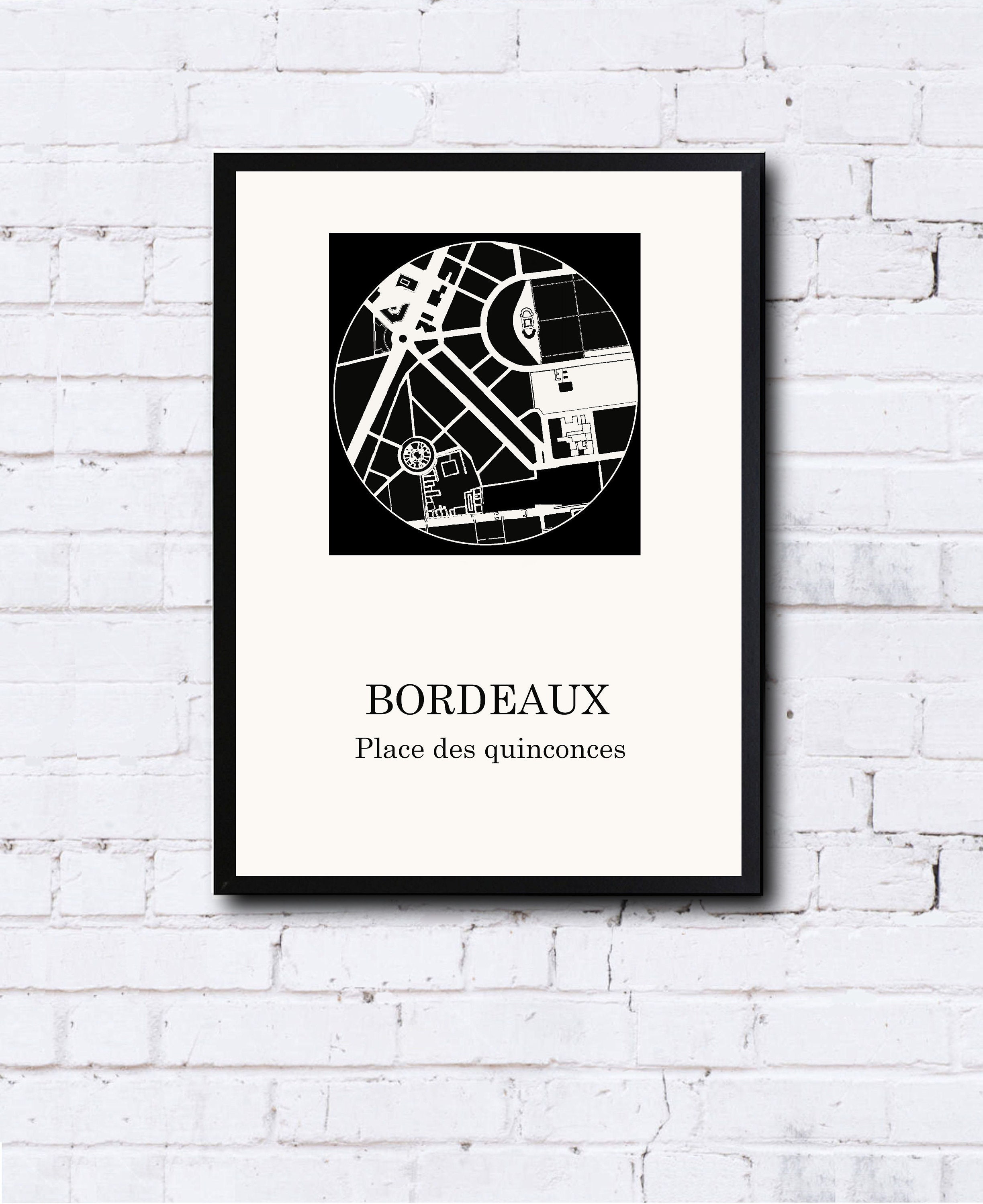 Carte Design de Bordeaux Place Des Quinconces Pour Décoration, Cadeau Personnalisé, Fête Mères