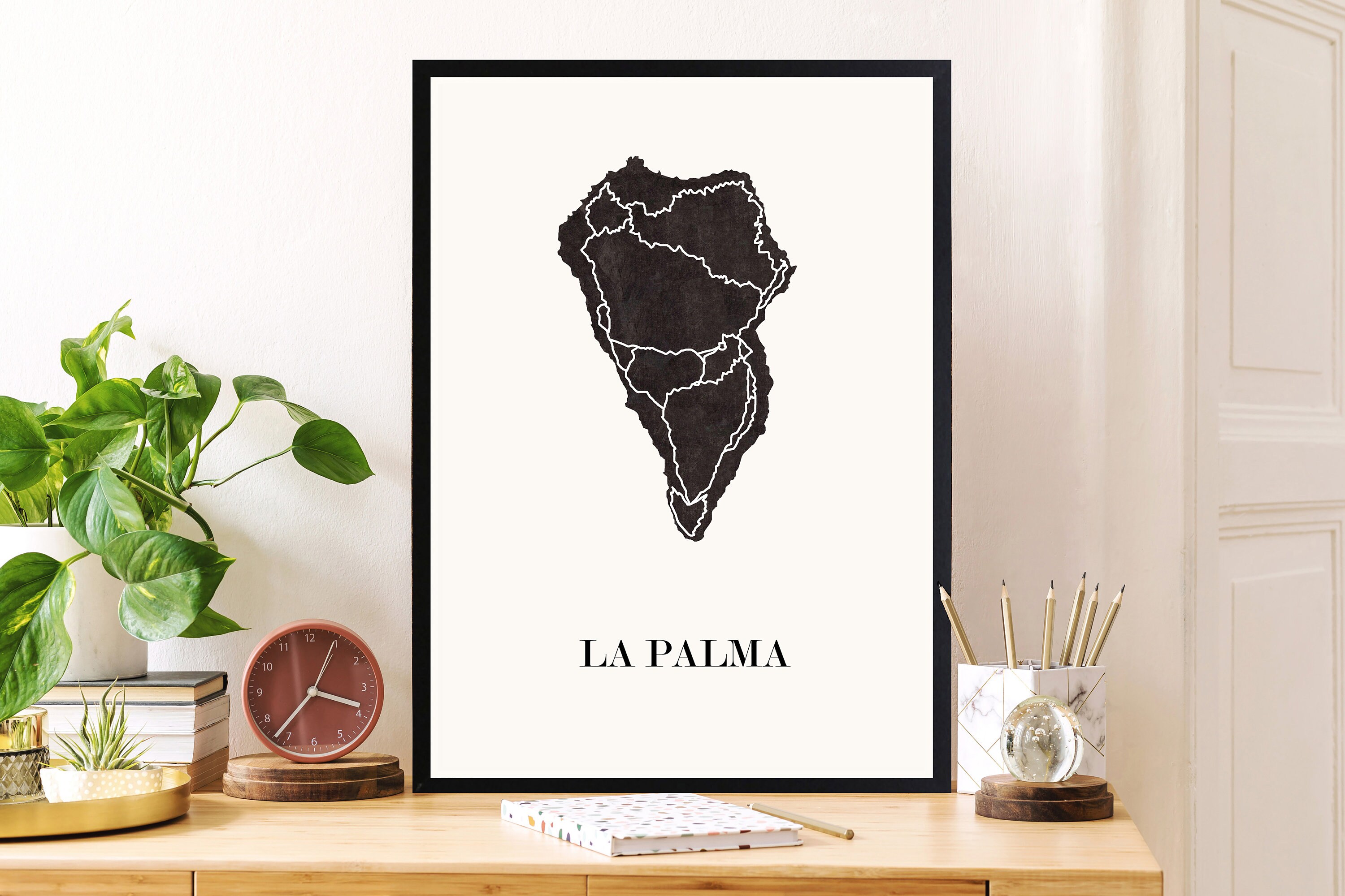 Carte Design de La Palma Pour Décoration, Carte Des Îles Canaries, Cadeau Fête Mères