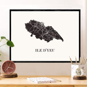 Designkarte der Insel Yeu zur Dekoration, Karte der Vendée, personalisiertes Geschenk,