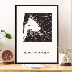 CARTE Design du BASSIN ARCACHON pour décoration, cadeau personnalisé, cadeau anniversaire,