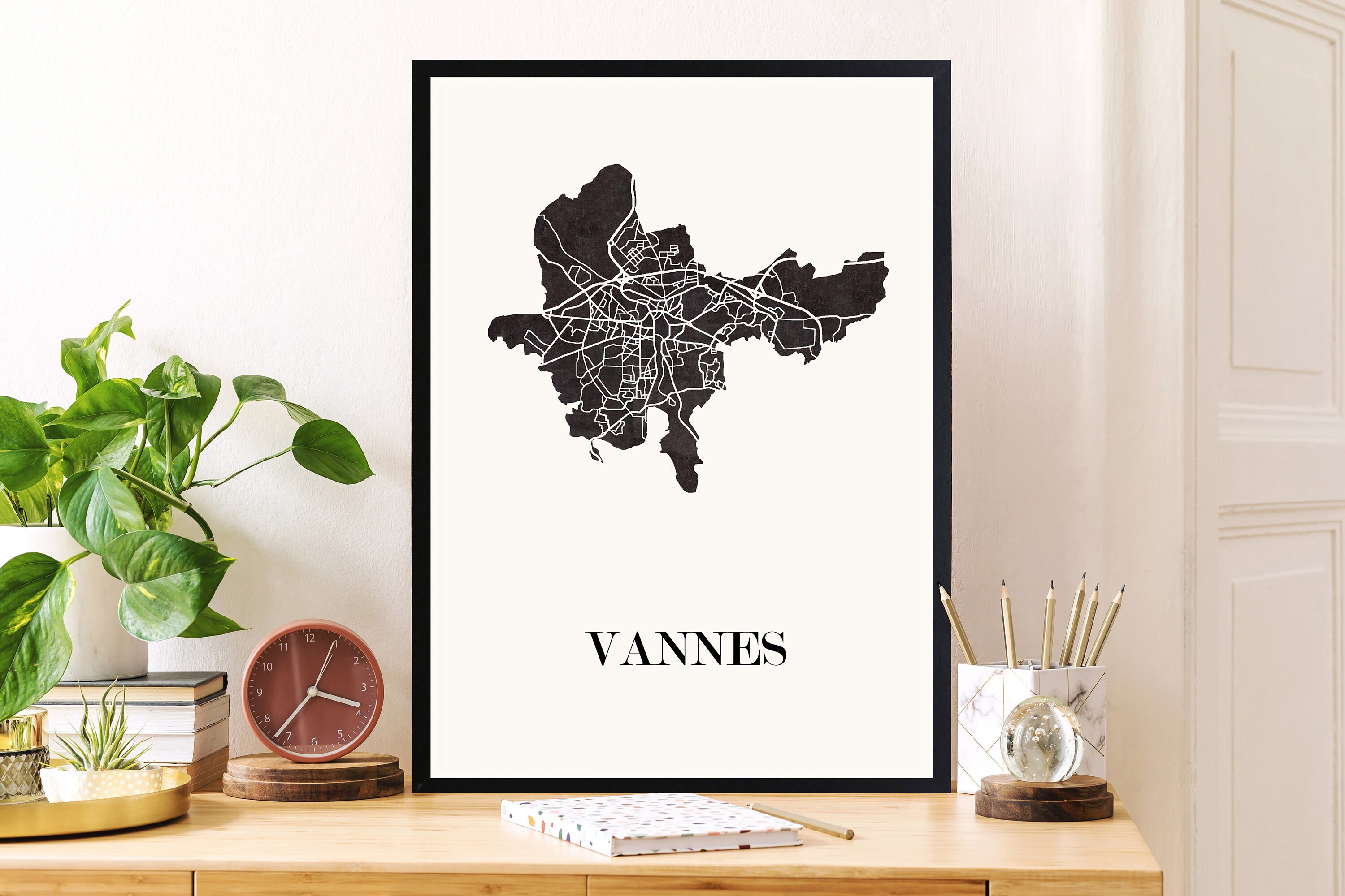 Carte Design de Vannes Pour Décoration, Carte Du Morbihan, , Cadeau Fête Des Mères