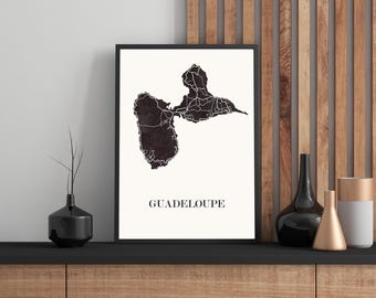 CARTE Design de GUADELOUPE pour décoration, cadeau personnalisé, cadeau anniversaire,