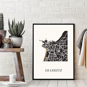 BIARRITZ Design MAP zur Dekoration, BIARRITZ Strand zur Dekoration,