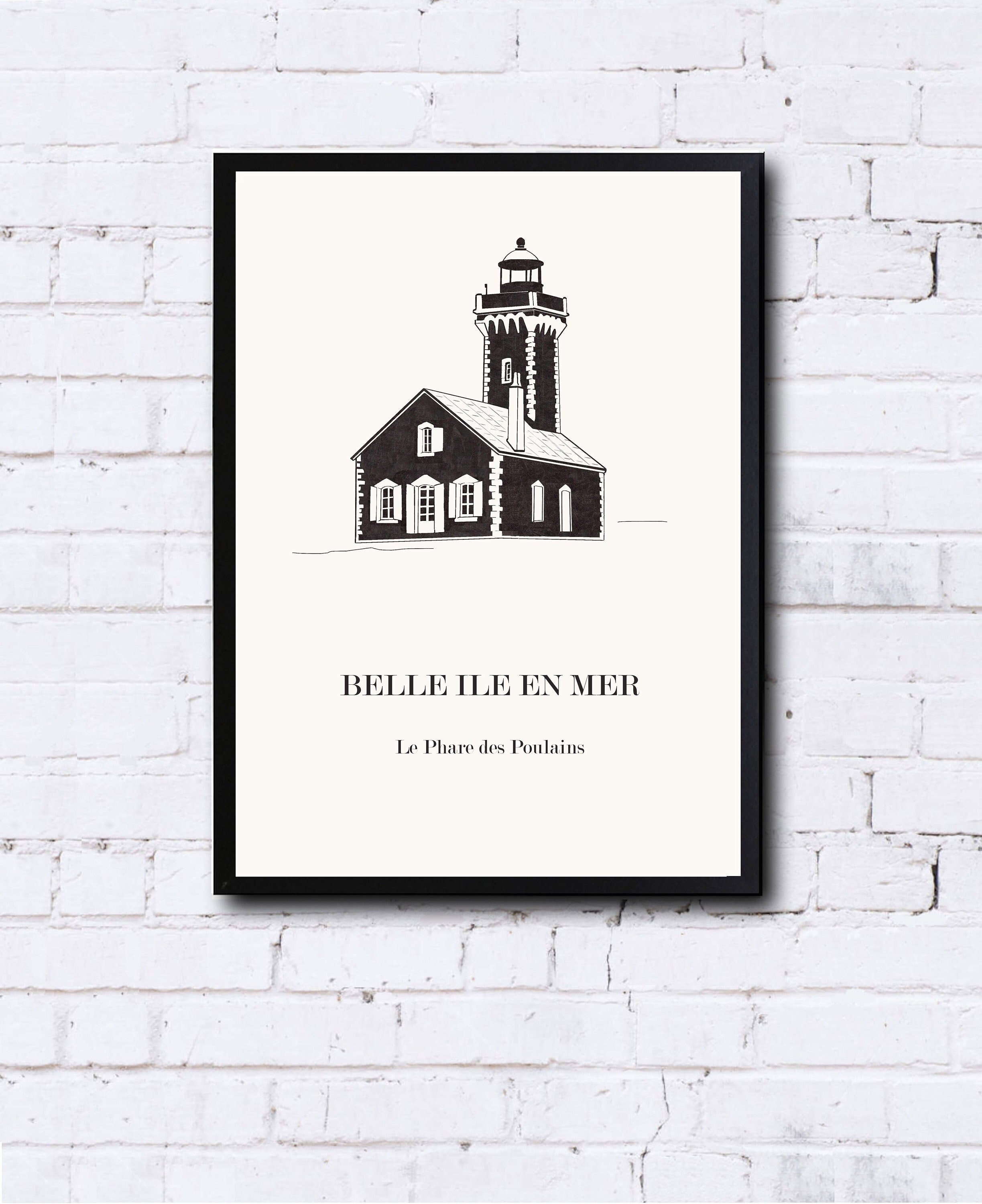 Affiche de Belle Ile en Mer Pour Décoration, Affiche Du Phare Des Poulains, Cadeau Fête Mères