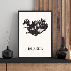 CARTE Design d'ISLANDE pour décoration, cadeau personnalisé, cadeau anniversaire,