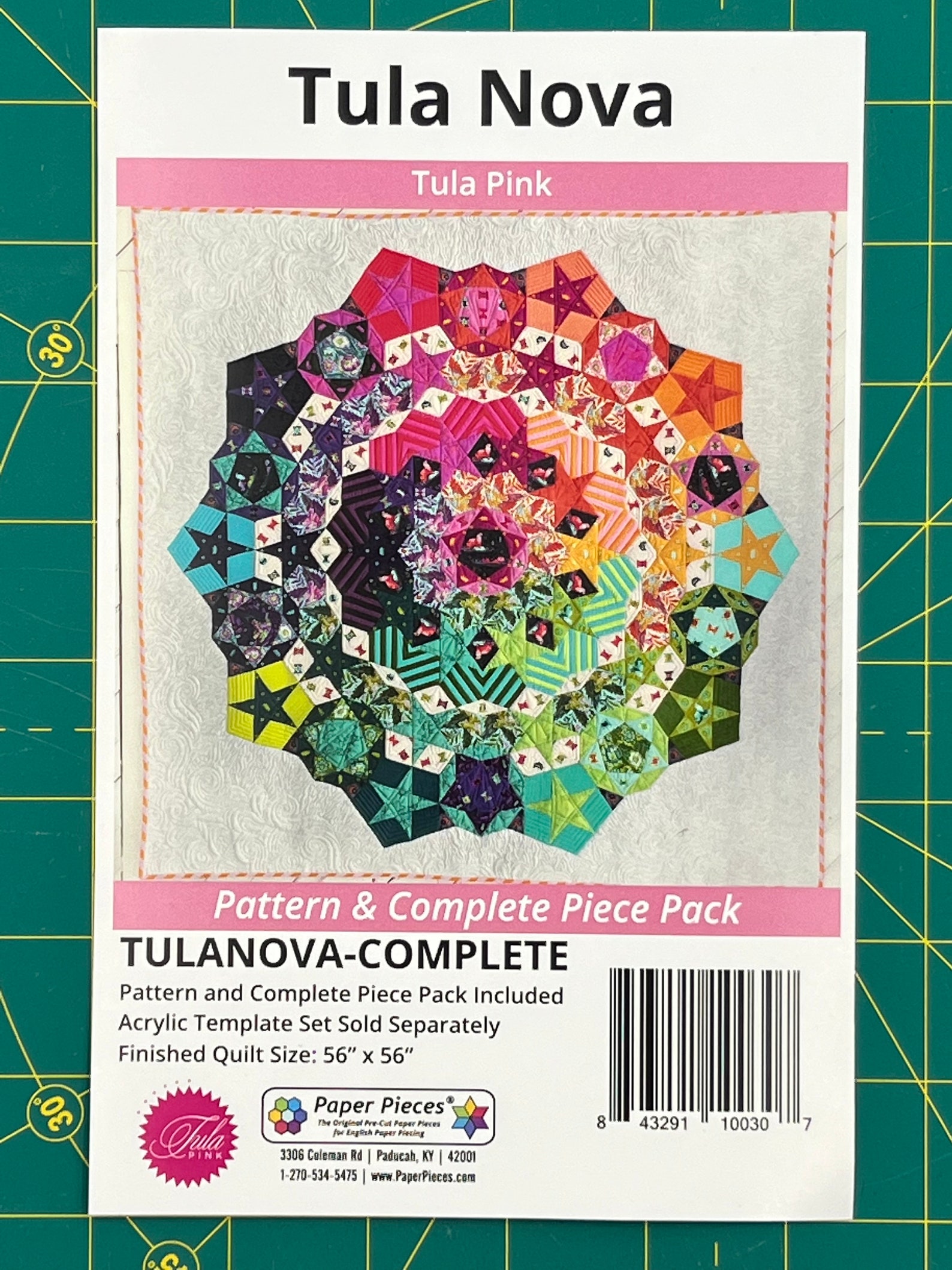 Tula Nova by Tula Pink EPP Quilt Kit patrón, piezas de papel