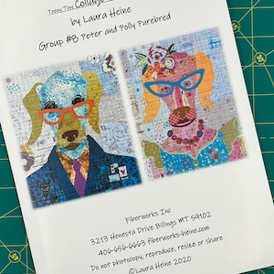 Group #8 Teeny Tiny Collage Quilt Pattern Peter and Polly Purebred Puppy Dogs by Laura Heine of Fiberworks