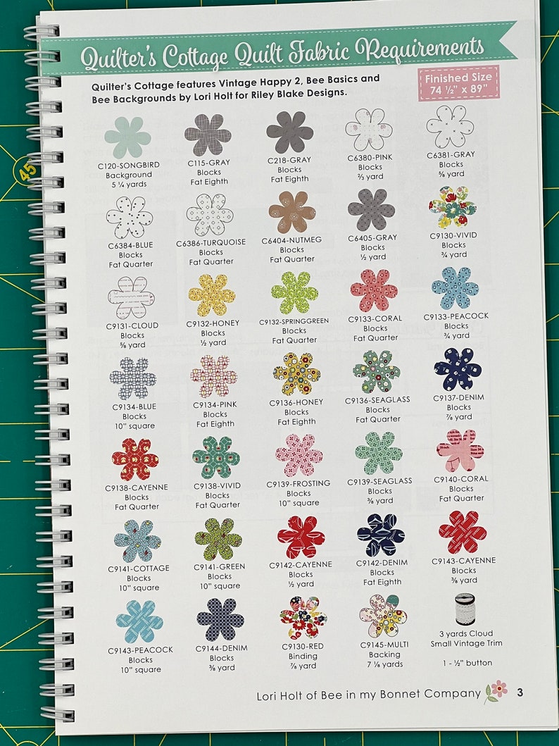 Quilters Cottage Quilt Pattern Booklet by Lori Holt of Bee in Etsy