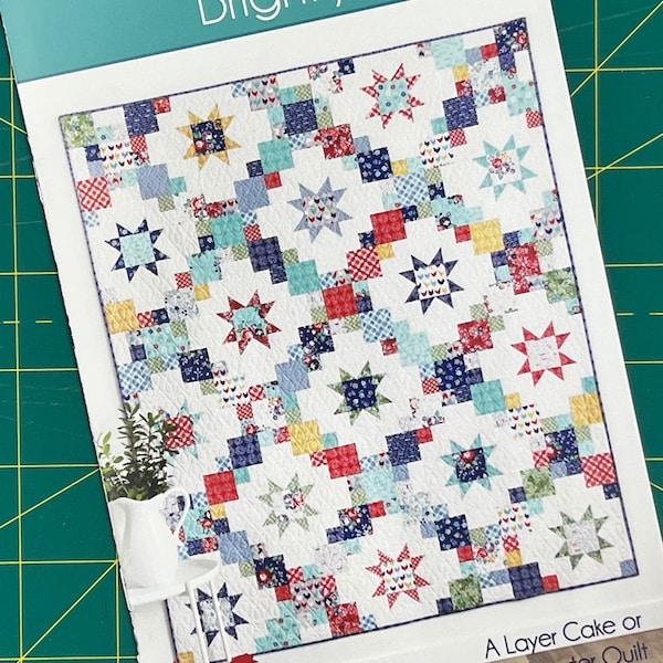 Brightly Eight Pointed Star Quilt Pattern by Cluck Cluck Sew, Layer Cake or Fat Quarter Friendly