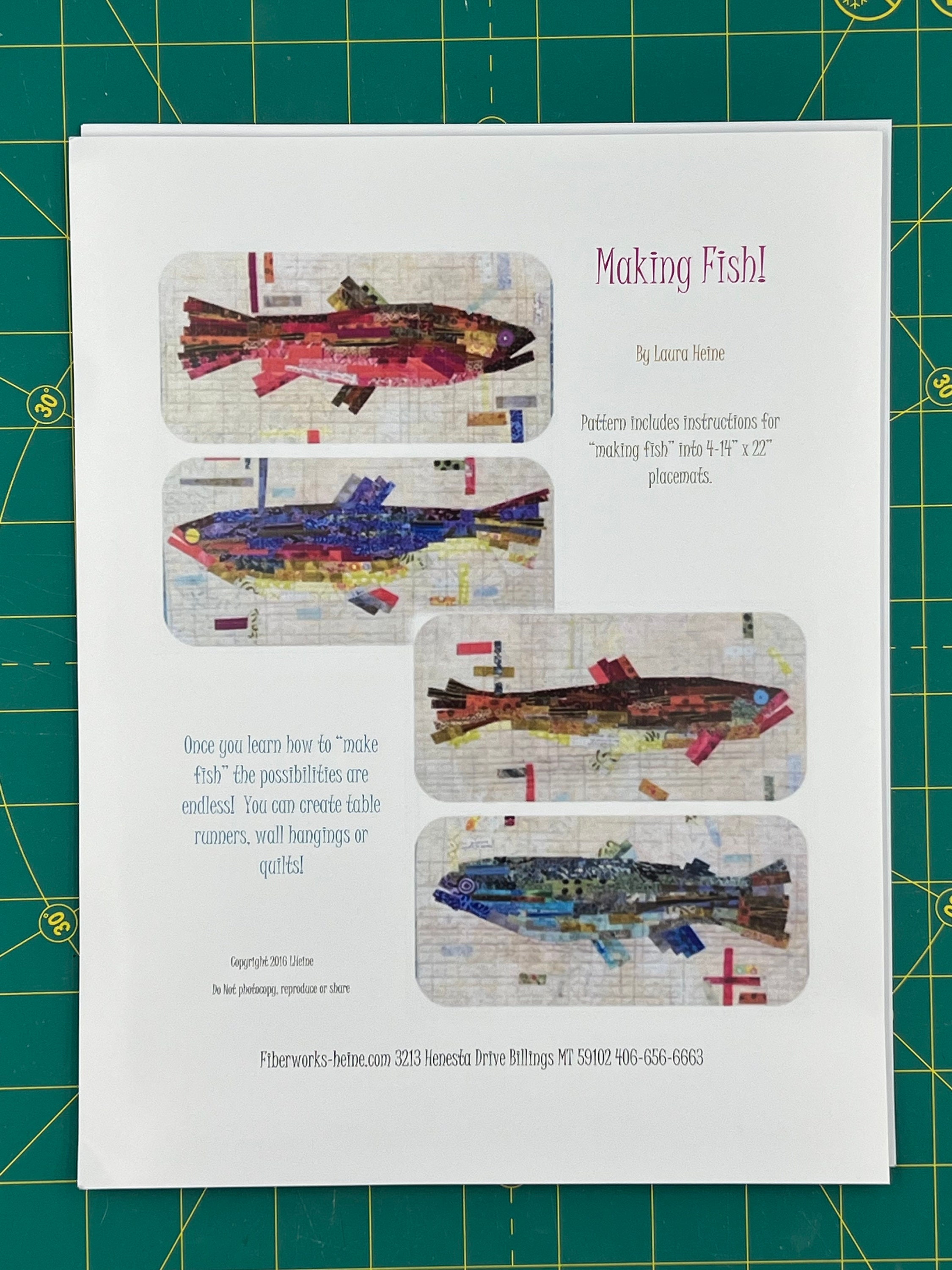 Making Fish Trout Quilted Collage Placemat Pattern by Laura Heine of