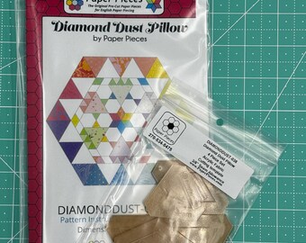 EPP Diamond Dust Pillow Kit includes paper pieces, pattern, and acrylic templates