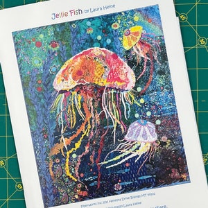 Jellie Fish Jellyfish Collage Quilt Pattern by Laura Heine