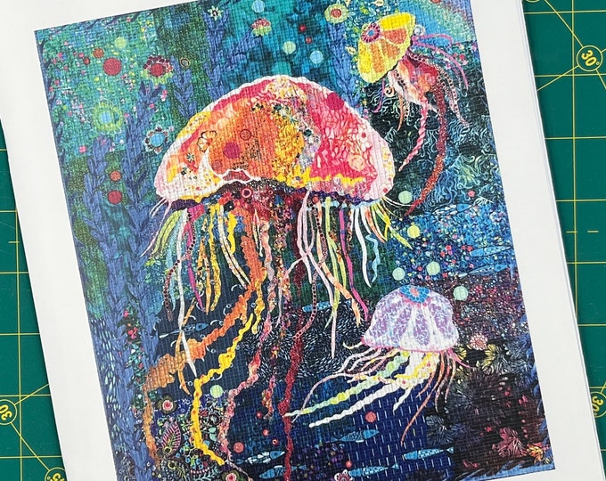Jellie Fish Jellyfish Collage Quilt Pattern by Laura Heine Etsy