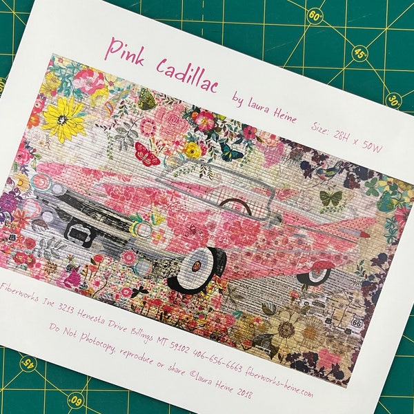 Pink Cadillac Collage Quilt Pattern by Laura Heine of Fiberworks